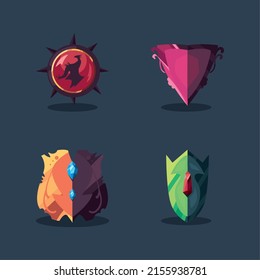 set of four fantasy shields