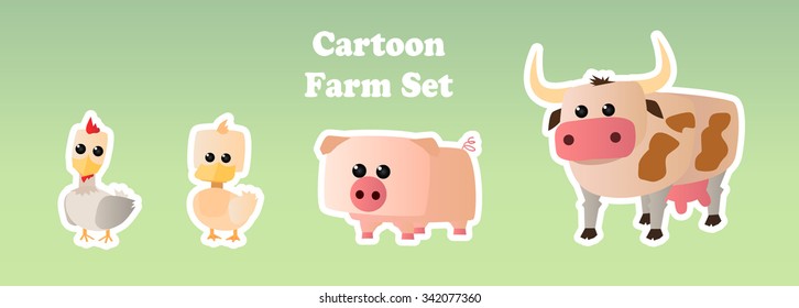 set of four farm animals