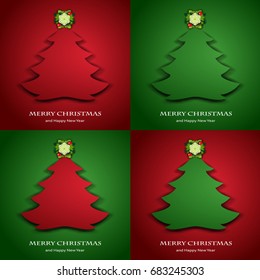 Set Four file Christmas Trees with Decorations-Transparency blending effects and gradient mesh-EPS 10