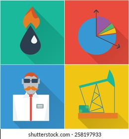 set of four financial icons in a flat design