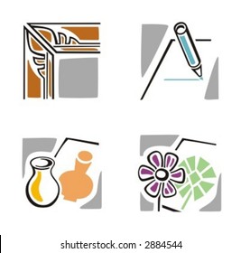 A set of four fine arts icons. Check my portfolio for much more of this series as well as thousands of similar and other great vector items.