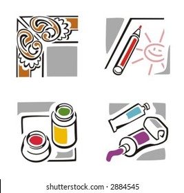 A set of four fine arts icons. Check my portfolio for much more of this series as well as thousands of similar and other great vector items.