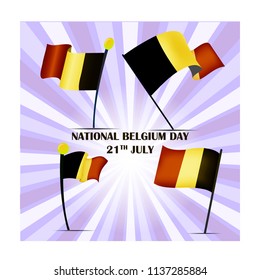 Set of four flags of Belgium on National Day 21th July