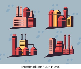 conjunto de cuatro estaciones de energía planas