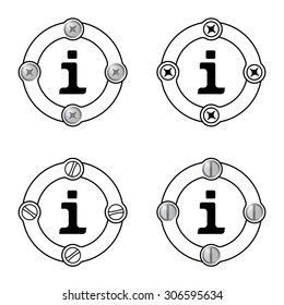 Set of four flat frames and info symbol
