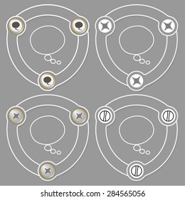 Set of four flat icons and speech bubble
