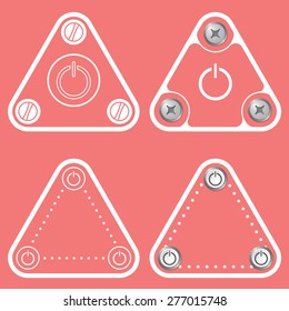 Set of four flat simple frames and power button