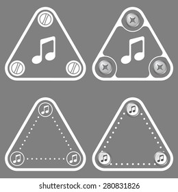 Set of four flat simple frames and music symbol