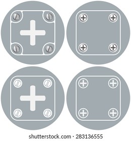 Set of four flat simple frames and plus symbol