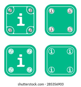 Set of four flat simple frames and the symbol of info