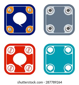 Set of four flat simple frames and speech bubble