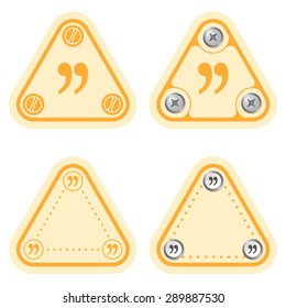 Set of four flat simple frames and quotation mark