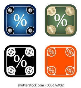 Set of four flat simple frames and percent symbol