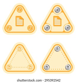 Set of four flat simple triangles and document