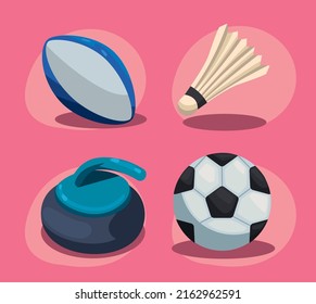 set of four flat sport balls