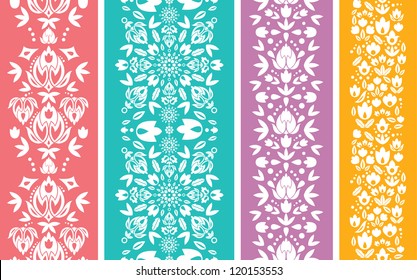 649 Purple Floral Seamless Border Vertical Images, Stock Photos 