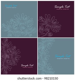 A set of four floral cards