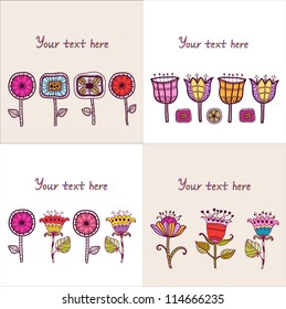 Set of four Floral composition