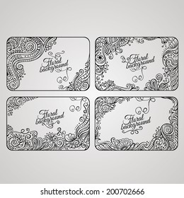 Set of four floral decorative vector frames for you text