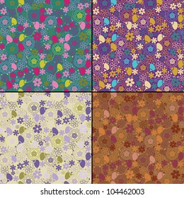 Set of four floral seamless pattern