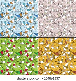 Set of four floral seamless pattern