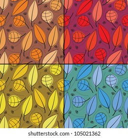 Set of four floral seamless pattern
