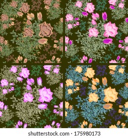 Set of four floral seamless pattern