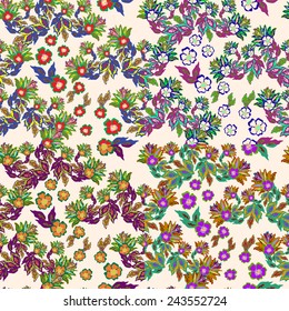 Set of four floral seamless pattern