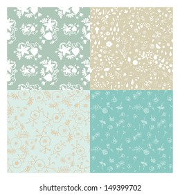 Set of four floral seamless patterns