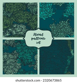 Set of four floral seamless patterns, vector illustration