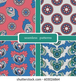 set of four floral seamless patterns.