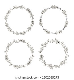 Set of four floral wreath