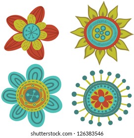 Set of Four Flower Designs