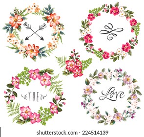set of four flower wreaths