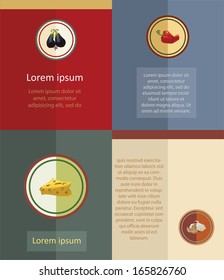 Set of four food backgrounds