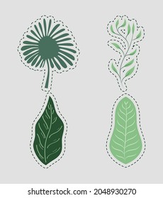 set of four forest leaves