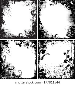 Set of four frames in grunge style 