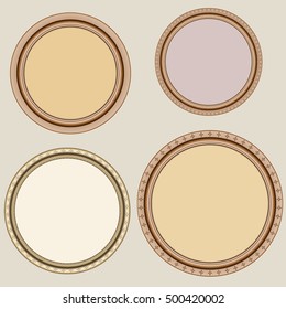 a set of four frames of the round form. different sizes and patterns. isolate on a light background, it is easy to cut to your design.
