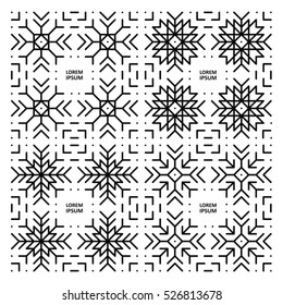 set of four frames snowflake pattern