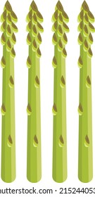 Set of four fresh asparagus
