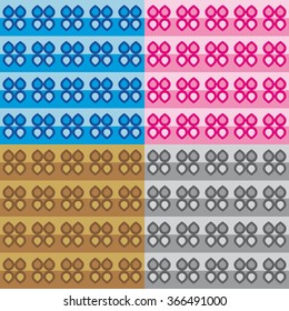 Set four fun patterns with colorful stylized petals