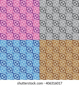 Set four fun patterns with colorful floral decorations