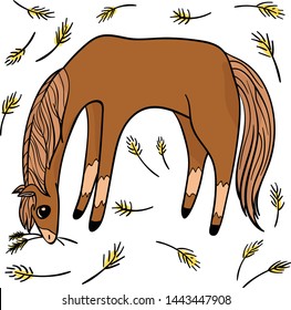 Set of four funny jumping horses. Object with transparent.
