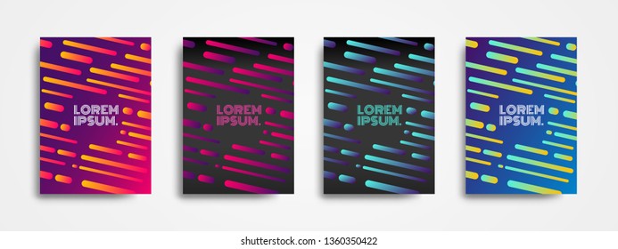 Set of four futuristic modern cover design with dynamic colorful gradients. Applicable for Covers, Postears, Flyer, and Banner Designs