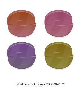 Juego De Cuatro Botones Círculo De Juego En Diferentes Colores En Diseño Vector De Estilo De Madera Natural