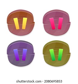 Juego De Cuatro Botones De Pausa De Círculo De Juego En Diferentes Colores En Diseño Vector De Estilo De Madera Natural