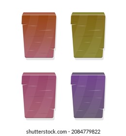 Juego De Cuatro Botones De Rectángulo Perpendicular De Juego Alto O Popups En Diferentes Colores En Diseño Vector De Estilo Madera Natural