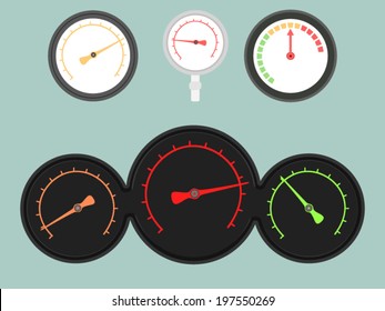 Set of four gauges. Vector illustration