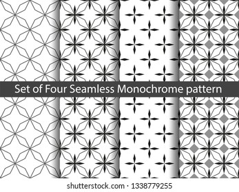 Set of four geometric monochrome patterns.