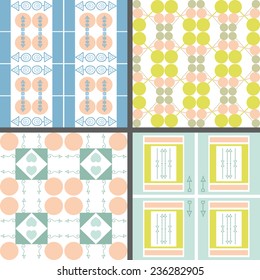 Set of four geometric pattern.Mosaic. Abstract hand-drawn pattern, graphic background. Can be used for wallpaper, pattern fills, web page background, surface textures